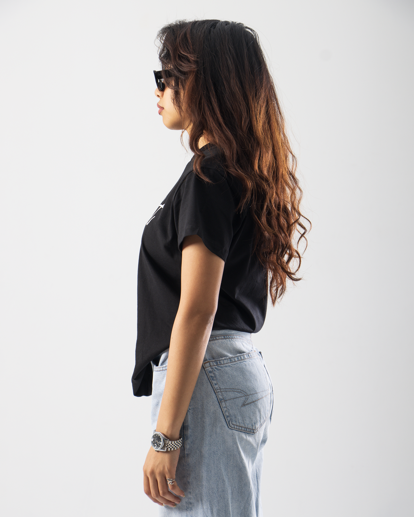 Relaxed Fit Black Short Sleeve T-shirt For Her