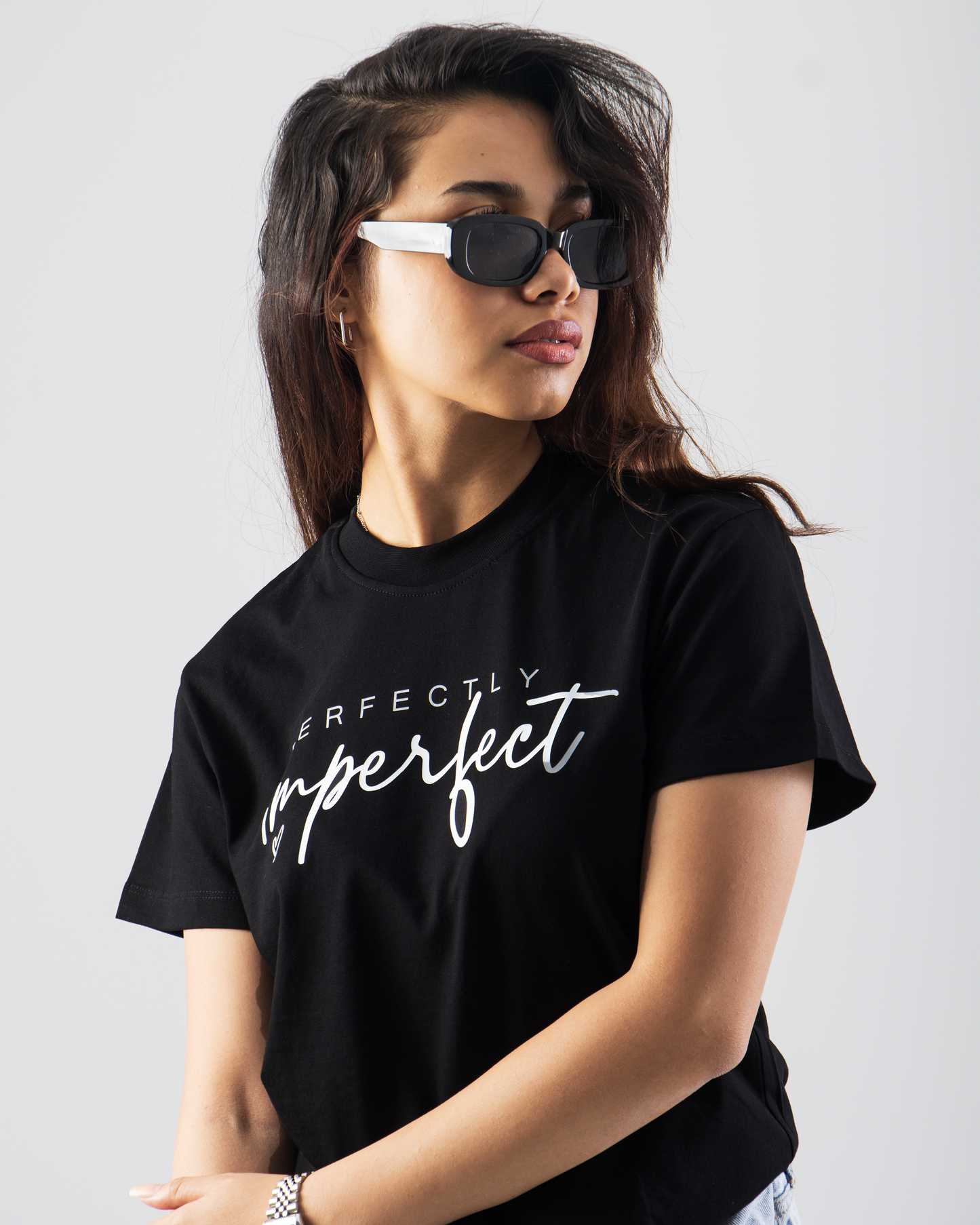 Relaxed Fit Black Short Sleeve T-shirt For Her